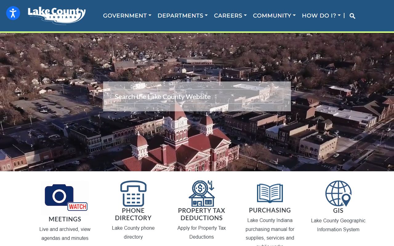 Lake County government homepage linking court records and case search tools