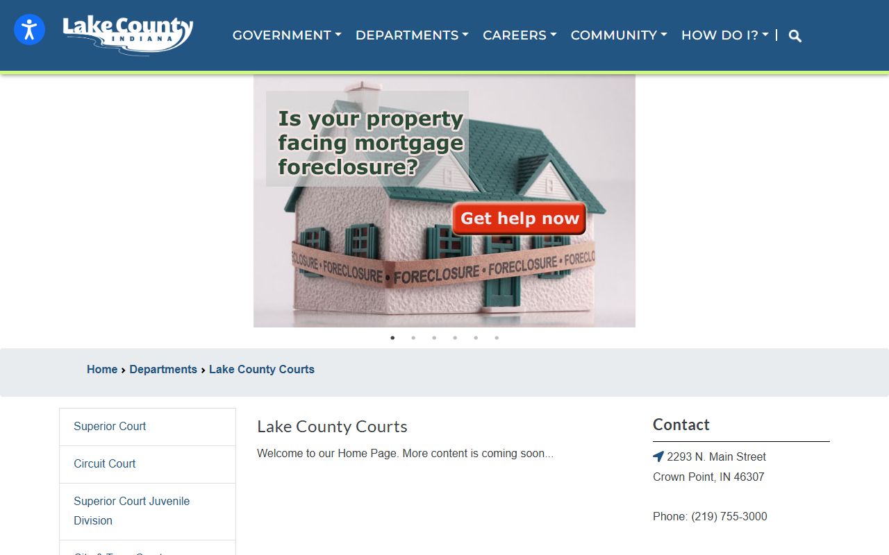 Lake County Courts landing page with links to court records resources