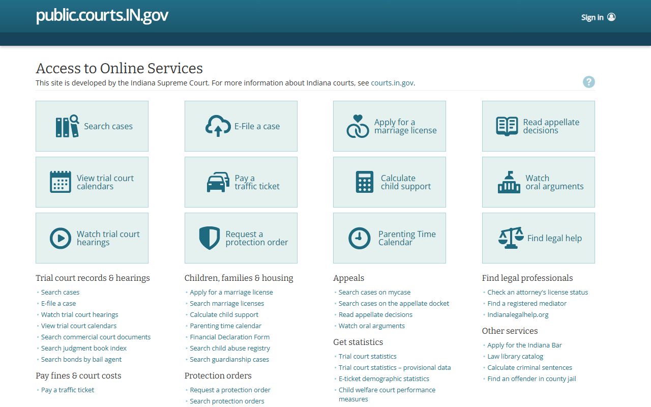 Indiana court online services for Lake County court dockets and payments