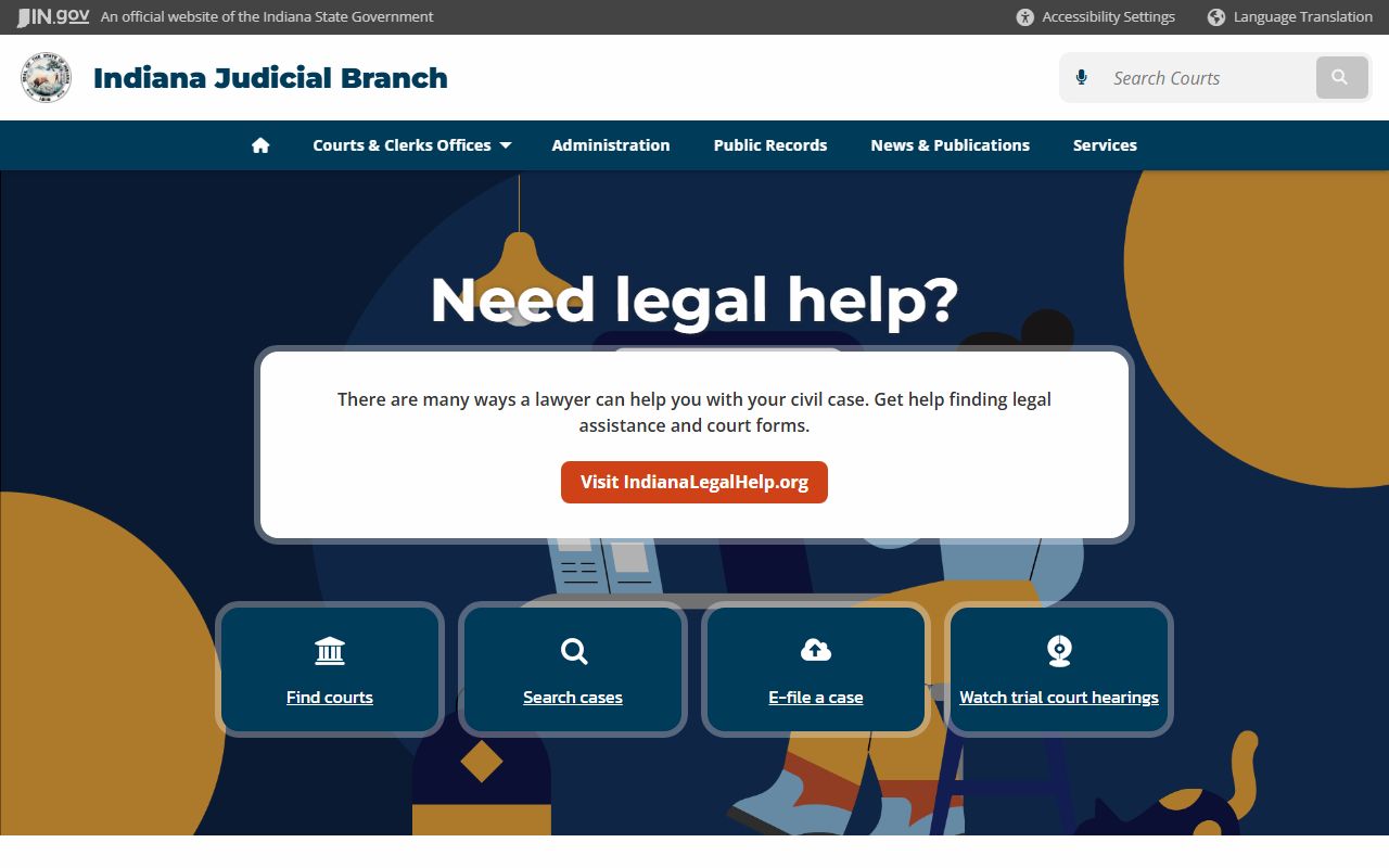 Indiana Judicial Branch site for Lake County court records search