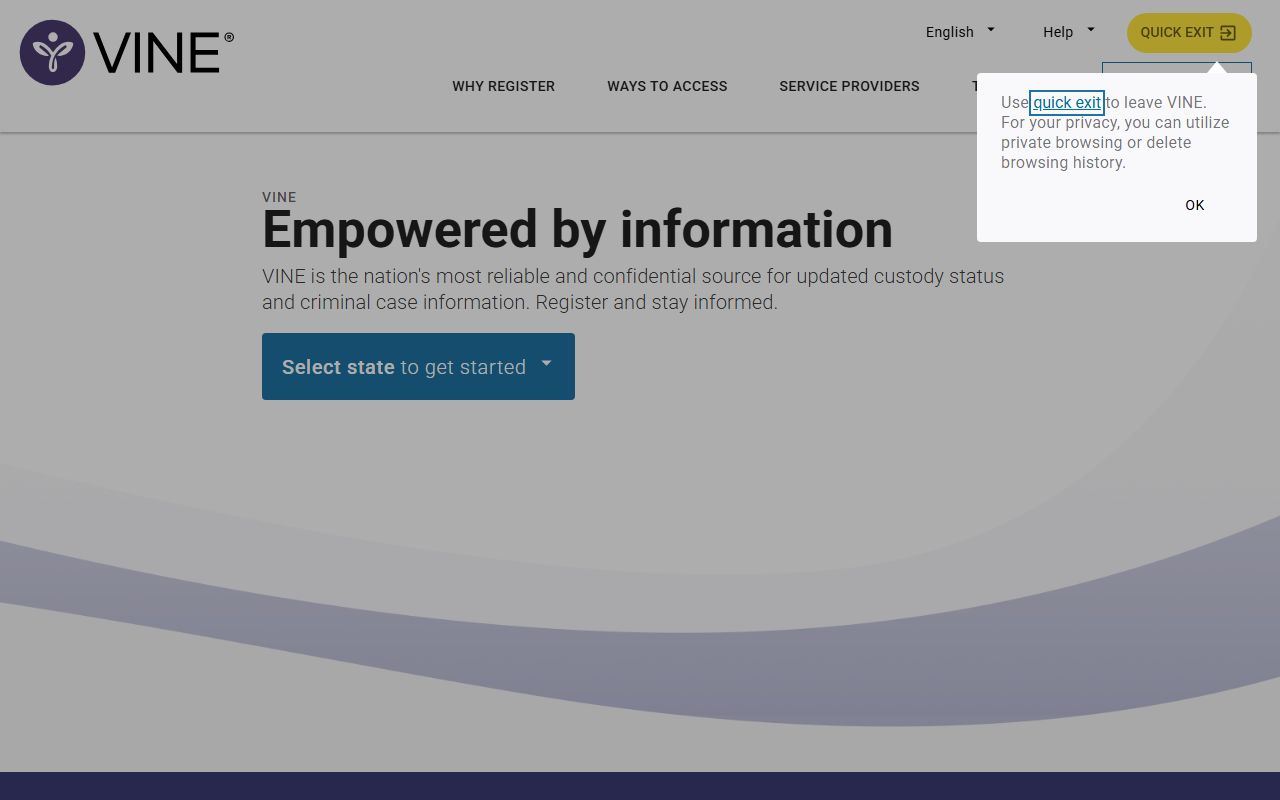 VINELink custody notification portal related to Lake County inmate population tracking