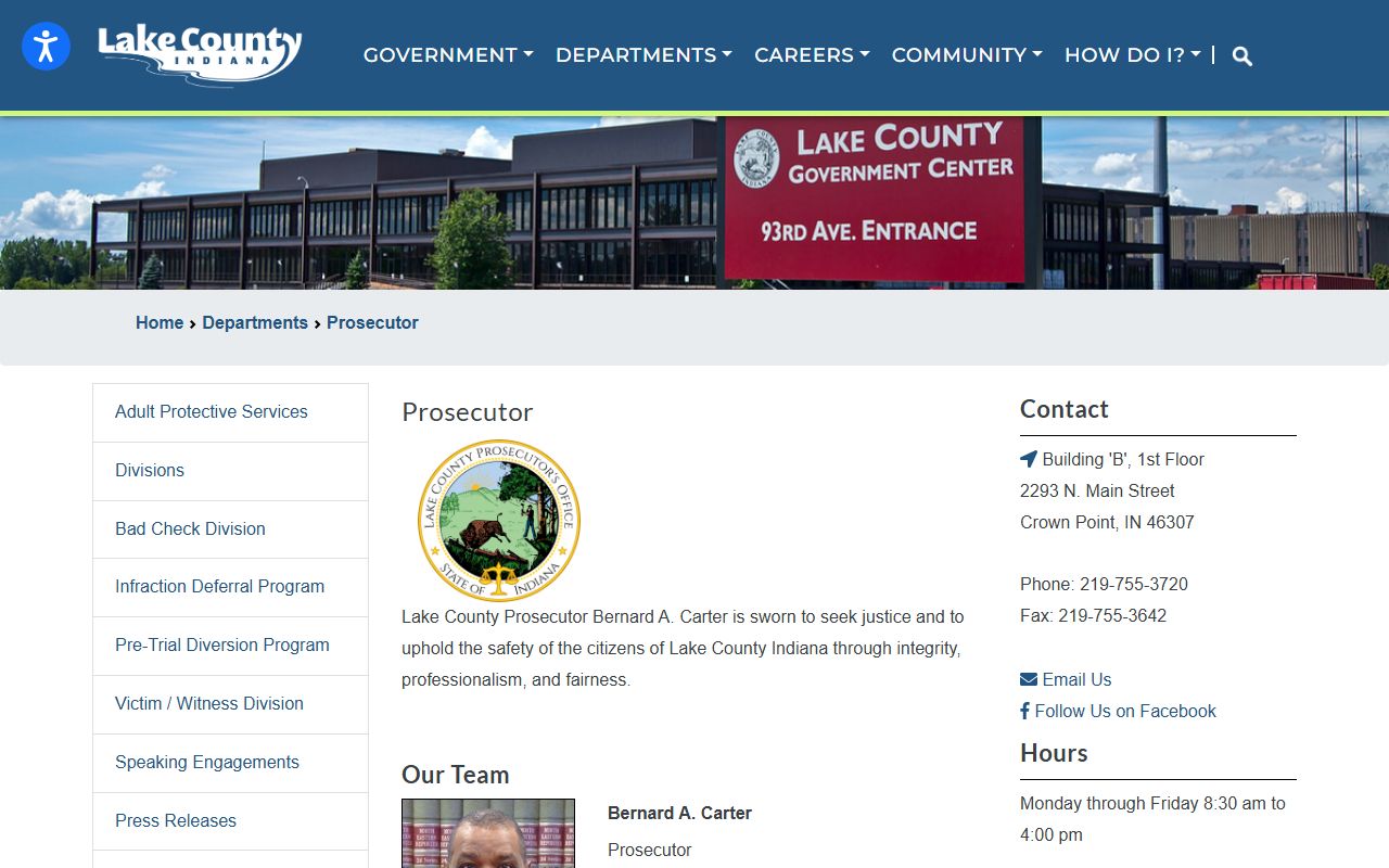 Lake County Prosecutor page with victim services near divorce records