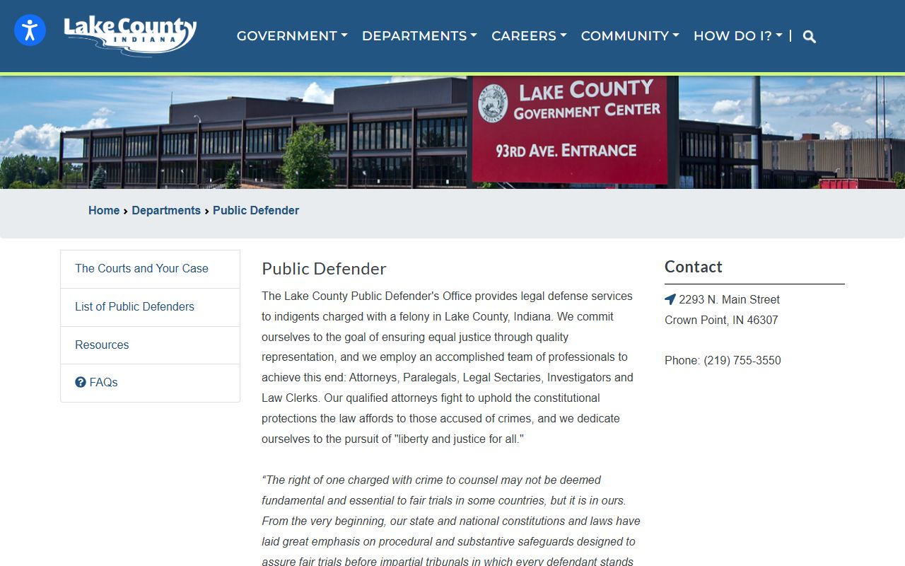 Lake County Public Defender office page near Lake County divorce records resources
