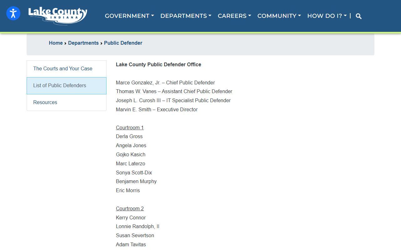 Lake County Public Defender attorney list near divorce records legal resources