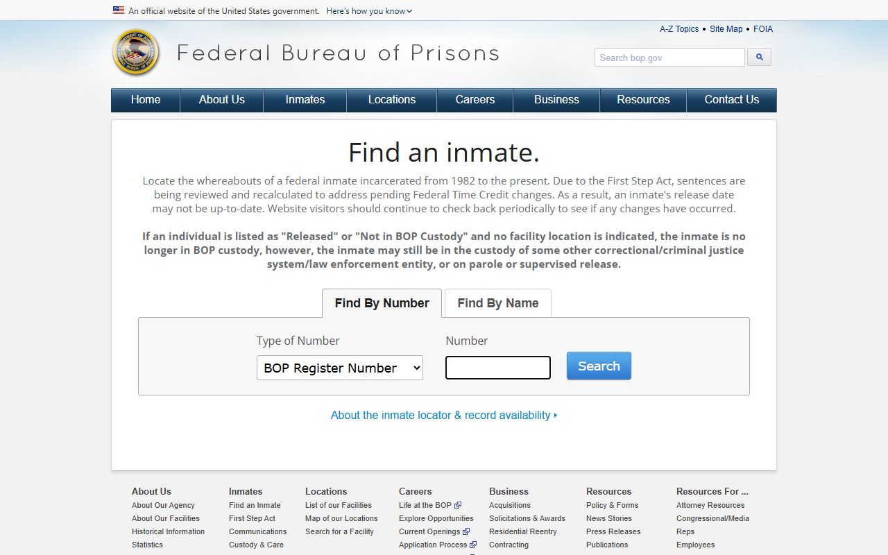 Federal BOP inmate locator used for released Lake County inmates